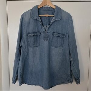 J. Jill 100% Cotton Soft Denim Chambray Shirt Size XL